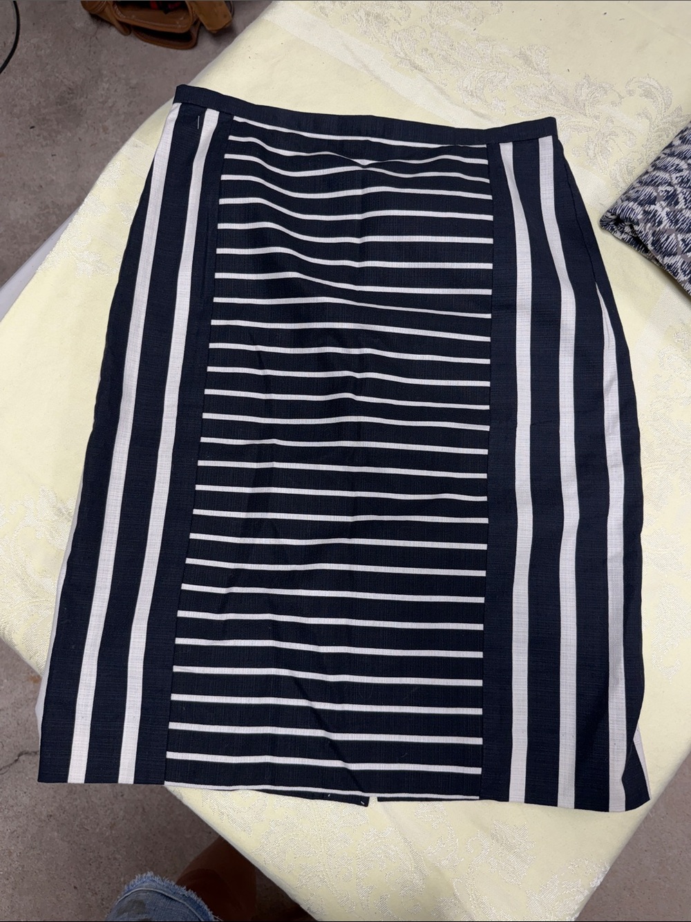 J. Crew Black and White Striped Pencil Skirt